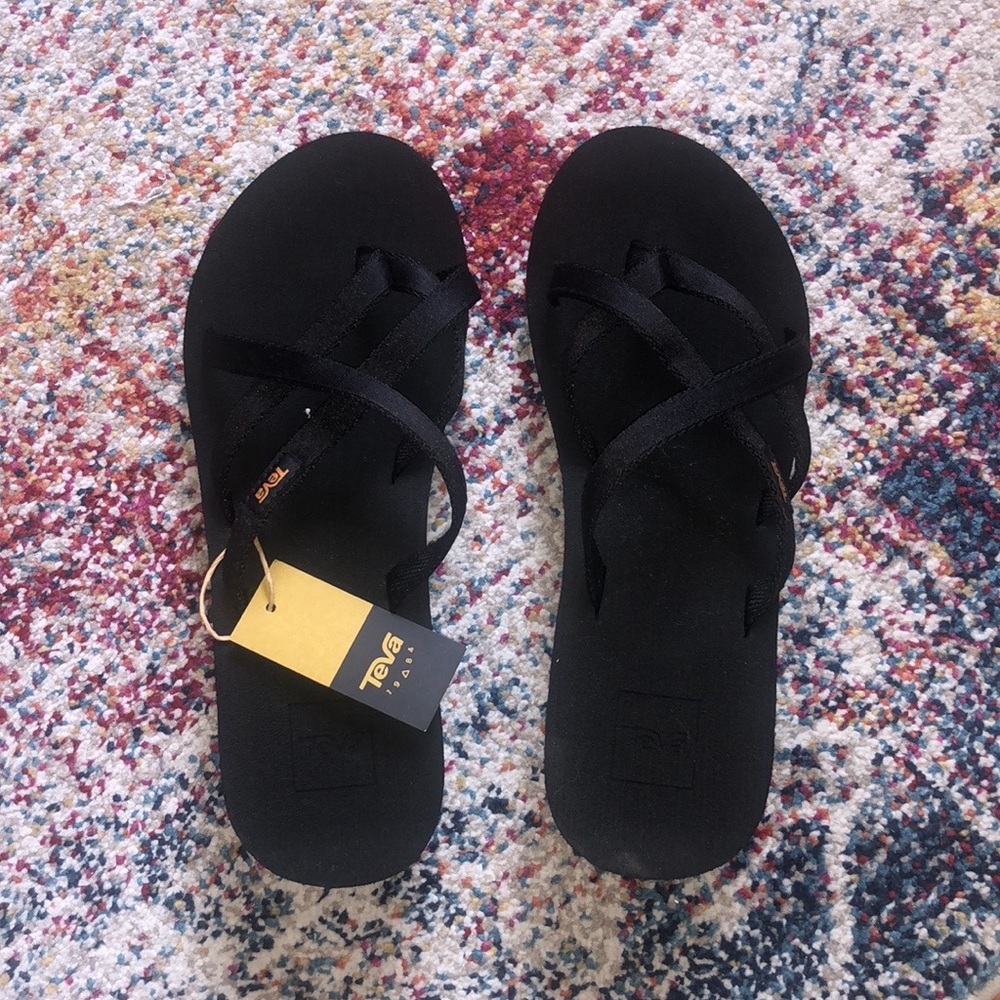 Brand new with tags TEVA Madalyn Mush Black Wedge Ola Sandals Womens Sz 7